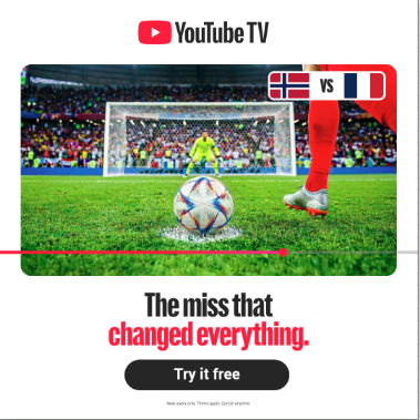 YouTube TV sample ad — 'The miss that changed everything', Iceland vs France
